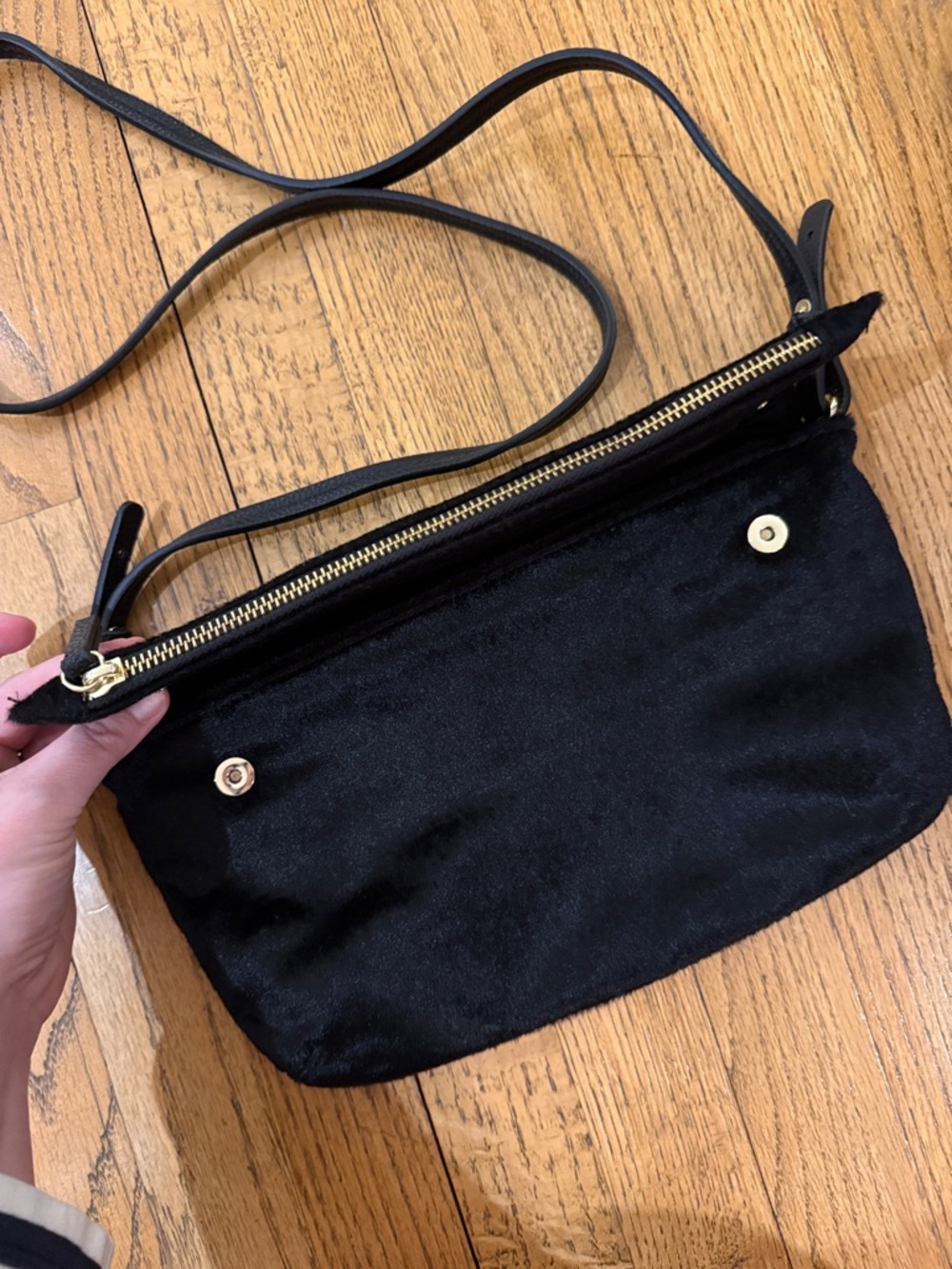 a new day Black Faux Fur Crossbody Bag with Gold Zip - Picture 3 of 5